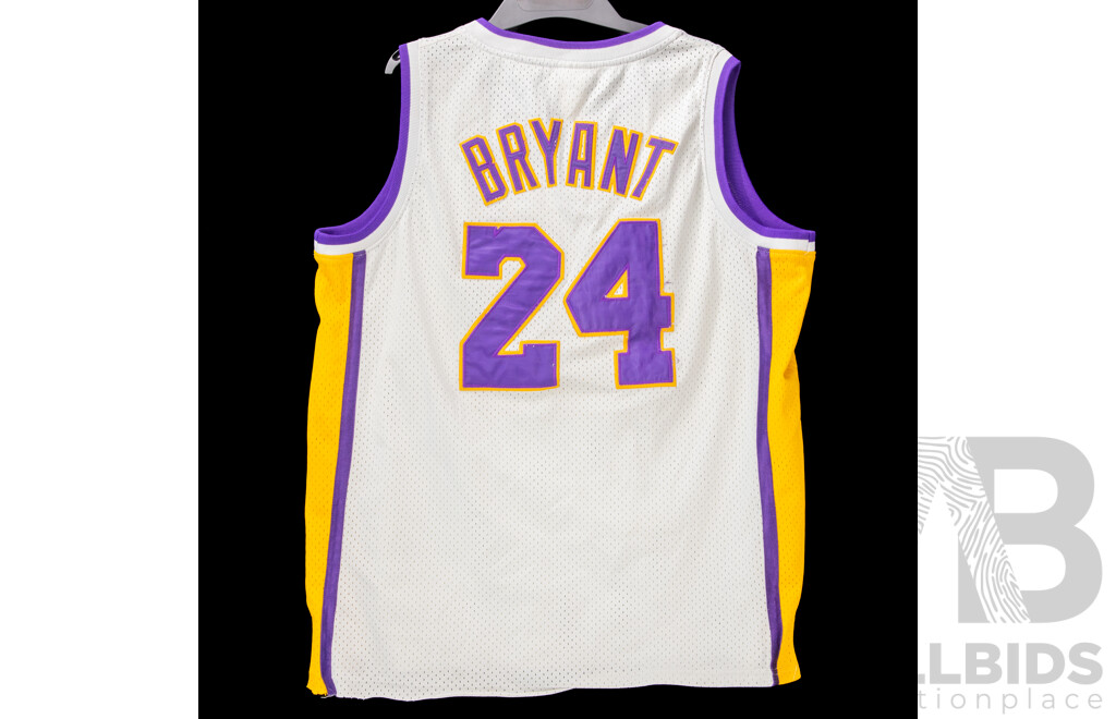 Collection of Five Las Angles Lakers Basket Ball Jerseys and a Pair of Shorts