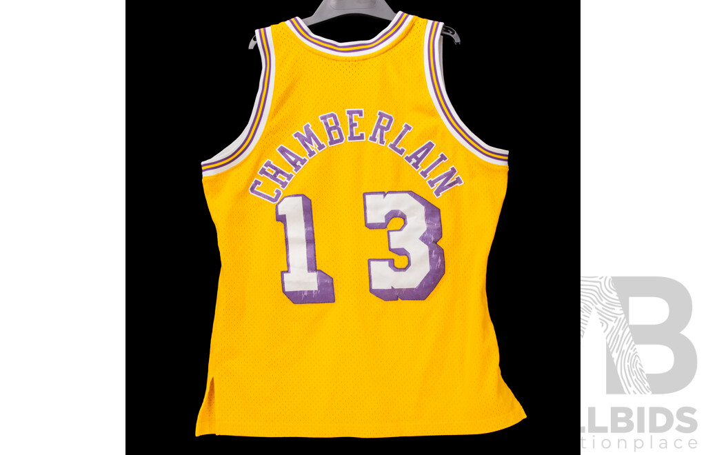 Collection of Five Las Angles Lakers Basket Ball Jerseys and a Pair of Shorts