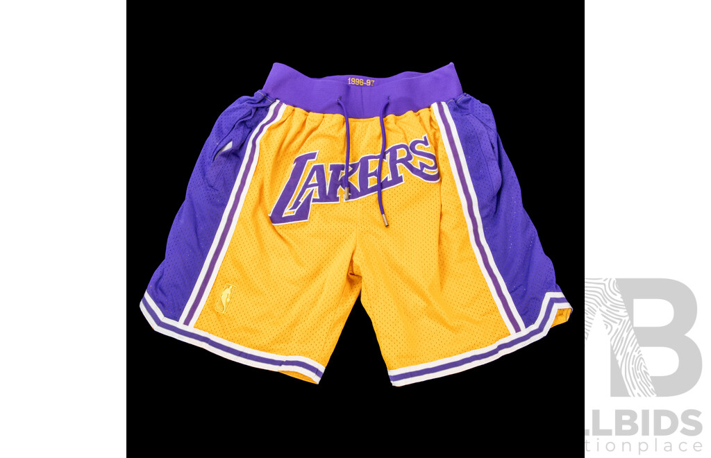 Collection of Five Las Angles Lakers Basket Ball Jerseys and a Pair of Shorts