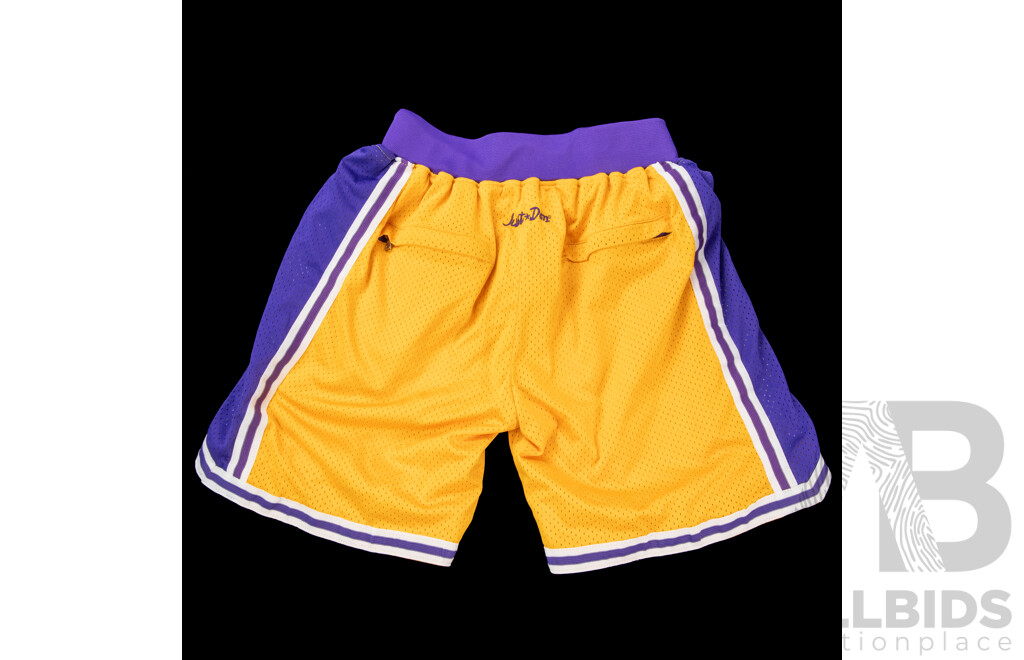 Collection of Five Las Angles Lakers Basket Ball Jerseys and a Pair of Shorts