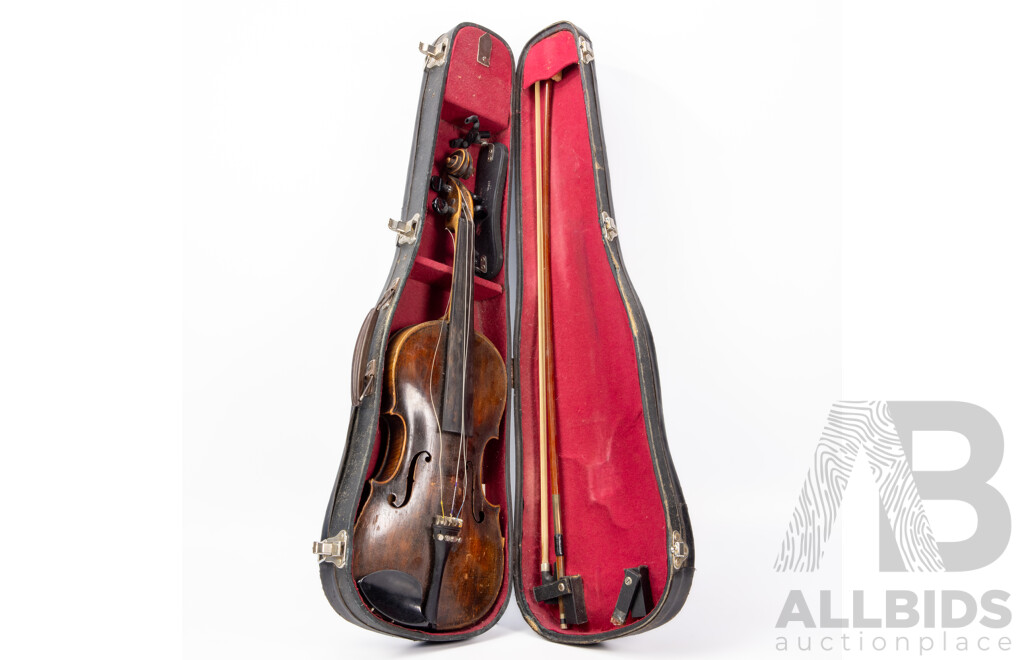 Vintage German Elm Violin in Hard Case