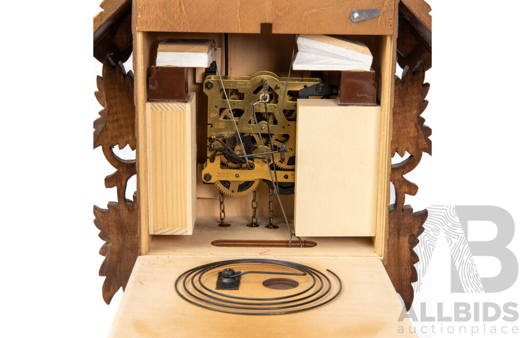 Vintage Black Forest Owl Motif Cuckoo Clock