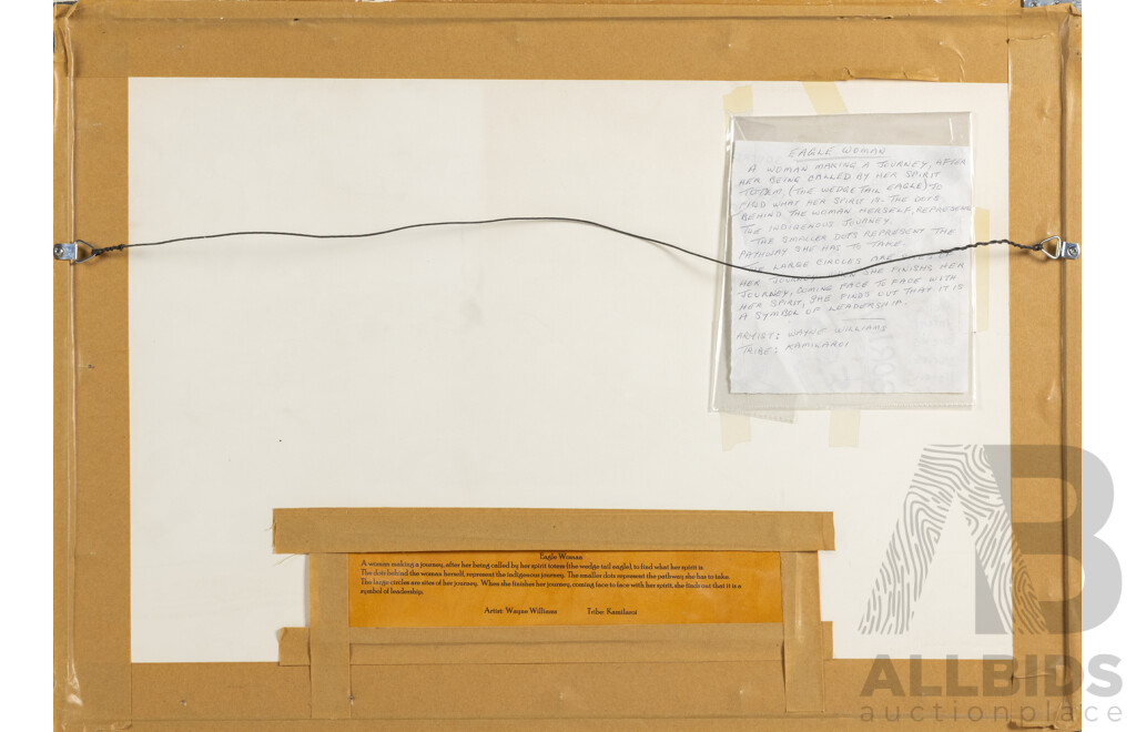 Wayne Williams (20th Century, Indigenous-Australian), Eagle Woman (2001), Original Acrylic on Canvas Cloth, 46 x 64 cm (frame)