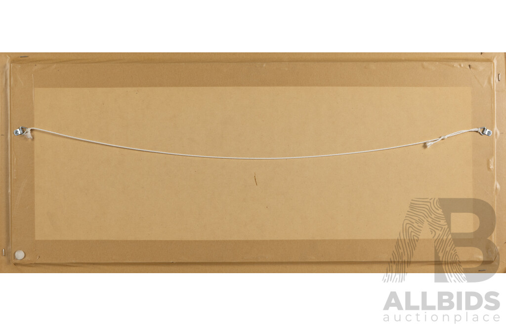 Artist Unknown (20th Century, Indigenous-Australian), Hunters & Turtle, Original Vintage Pigment on Bark Panel, 41 x 91 cm (frame)