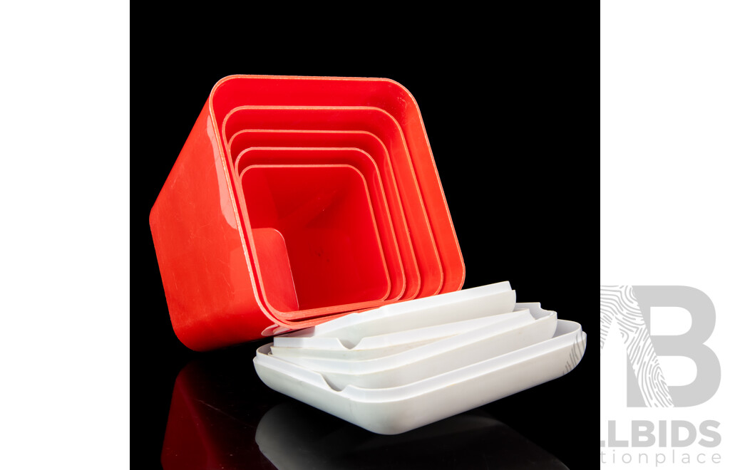 Collection of Five Vintage Kitchen Canisters by Gay Ware