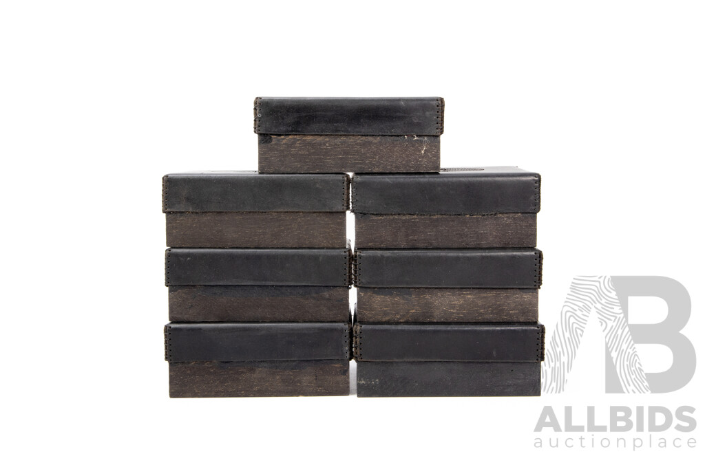 Luke Chiswell (20th Century, Australian), Face Facing - Set of Seven Faces, Leather & Wood, 14 x 10 x 6 cm (7)