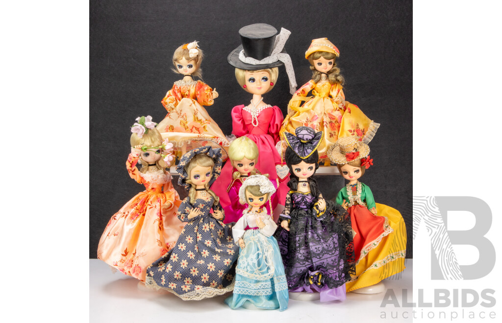 Collection of Nine Korean International Fashion Dolls on Stands