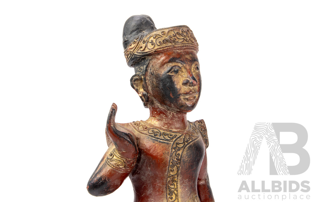 Pair of Apposing Burmese Dancing Figures