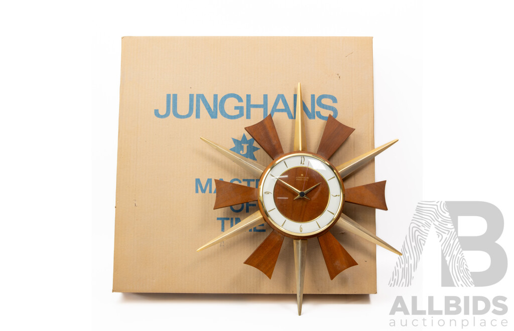 Vintage Junghans Starburst Wall Clock in Original Box