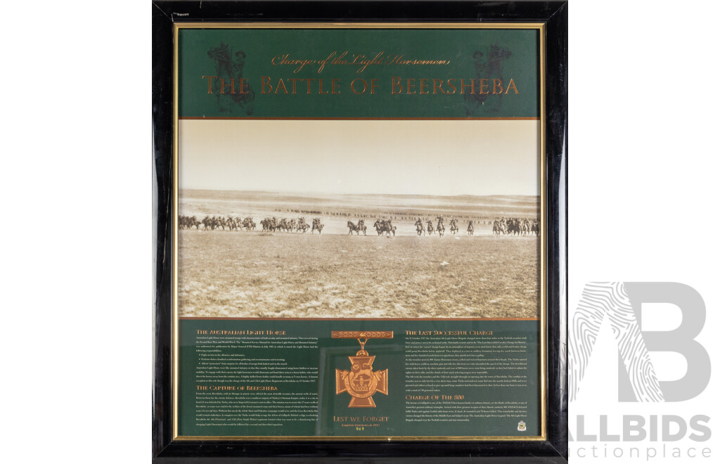 Framed 'Charge of the Light Horsemen the Battle of Beersheba'