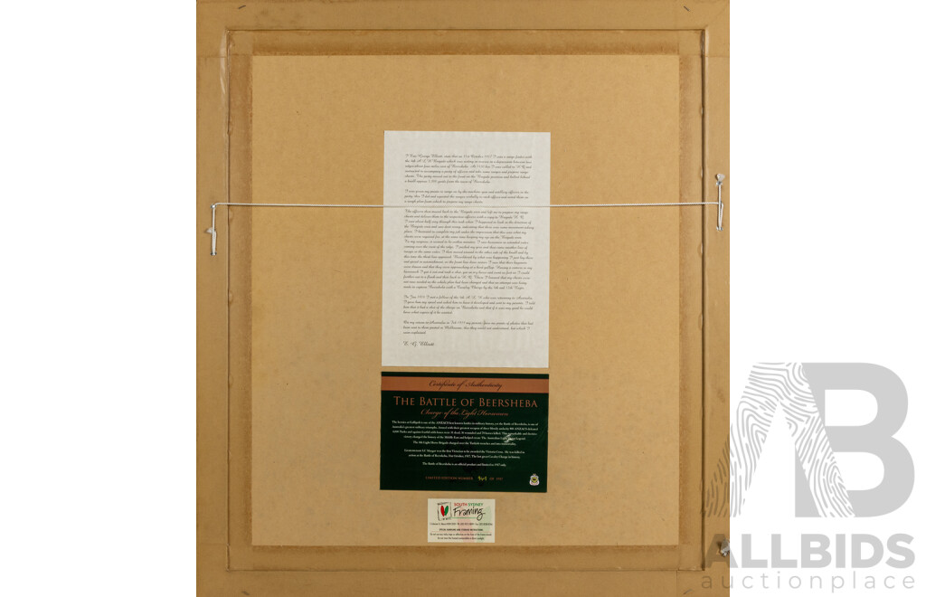 Framed 'Charge of the Light Horsemen the Battle of Beersheba'