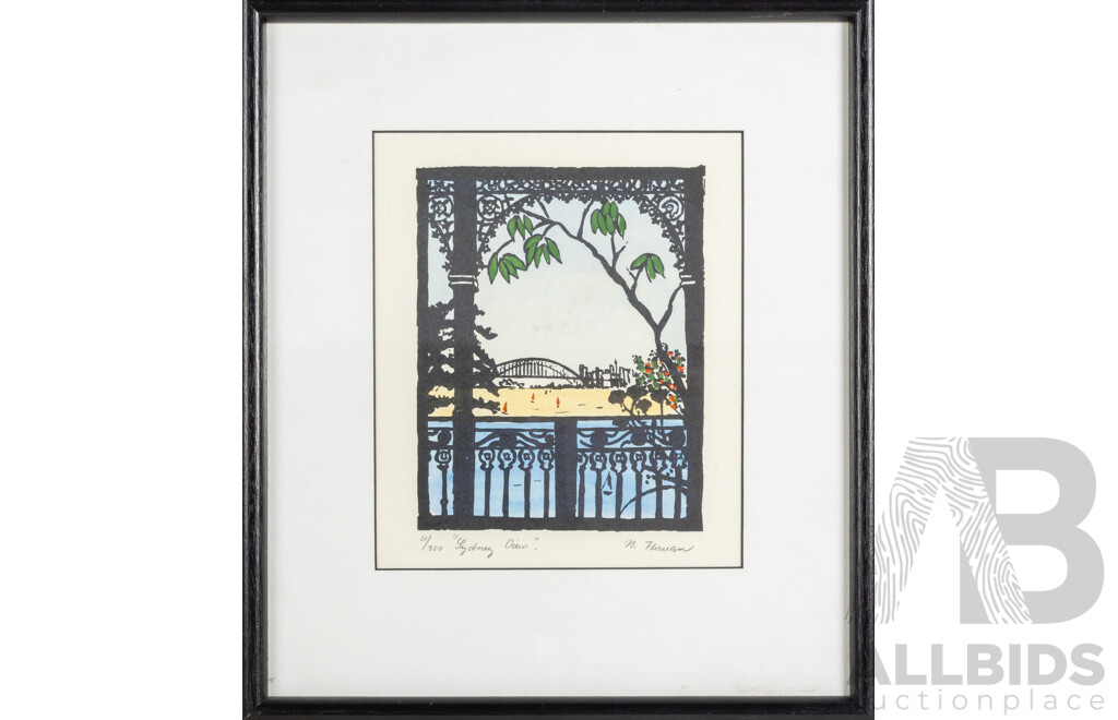 Natasha Florean, (20th Century, Australian, 1950-), Sydney View, Lovely Editioned & Signed Silkscreen, 38 x 33 cm (frame)