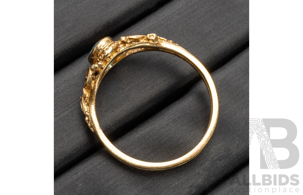 9ct Yellow Gold Vintage Oval Topaz Ring - Size O