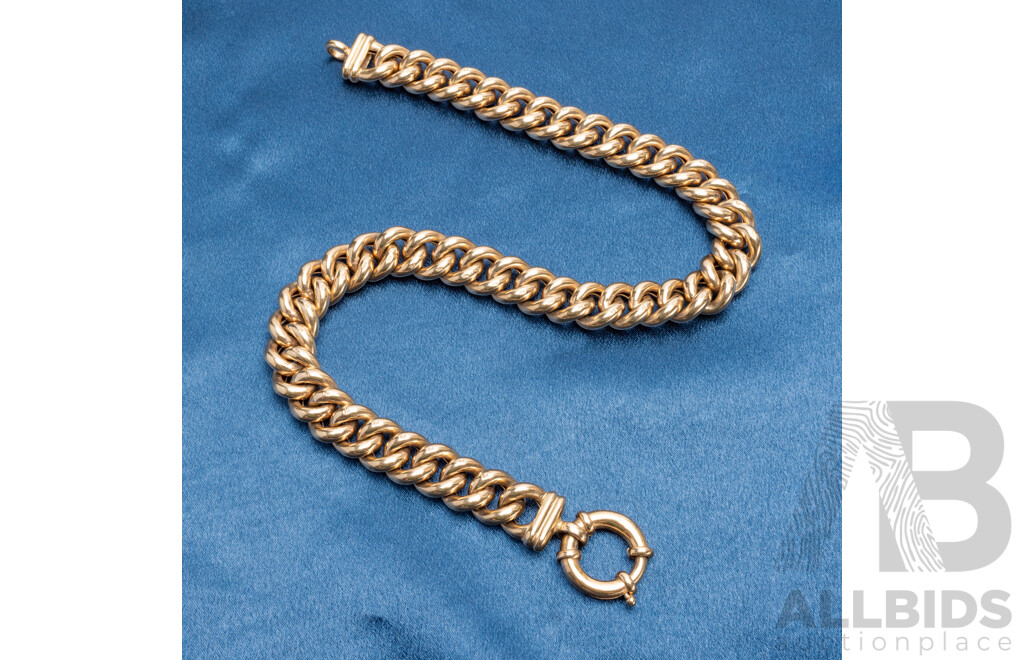 9ct Yellow Gold Hollow Heavy Curb Link Necklace - 106.92gms