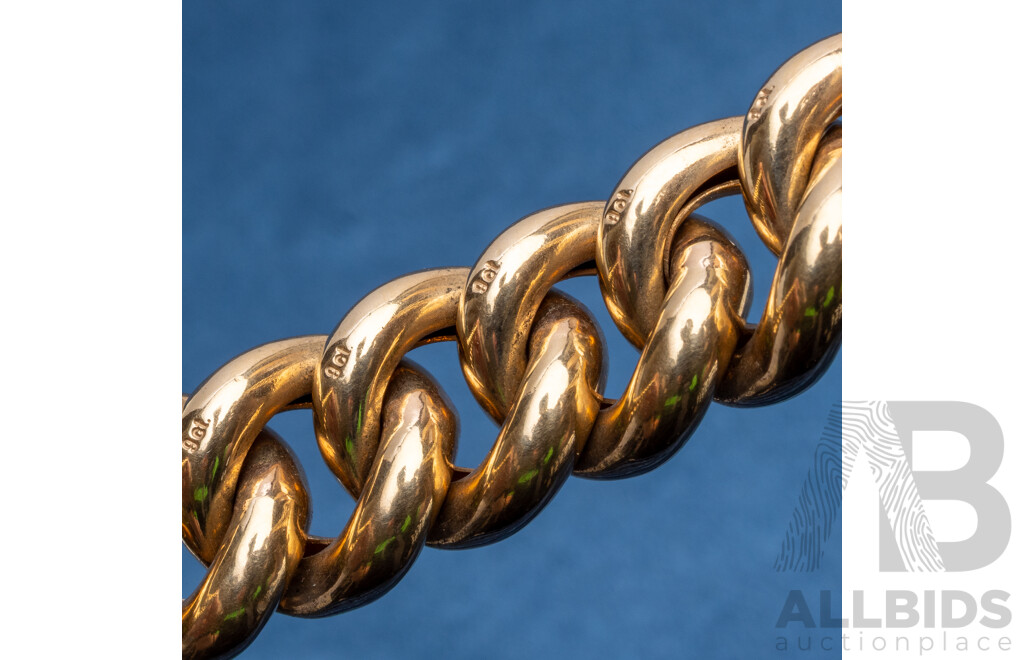 9ct Yellow Gold Hollow Heavy Curb Link Necklace - 106.92gms