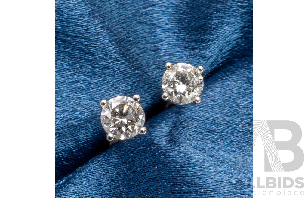 18ct White Gold Solitaire Diamond Pair of Studs