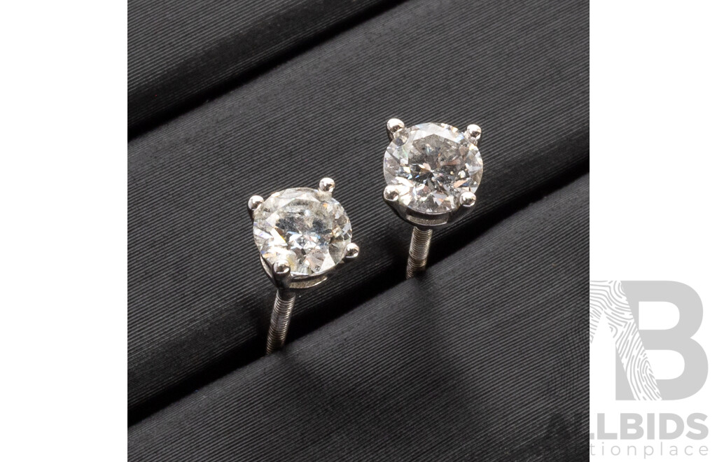 18ct White Gold Solitaire Diamond Pair of Studs