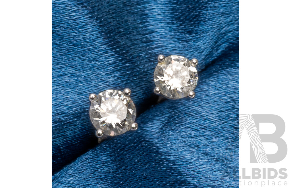 18ct White Gold Solitaire Diamond Pair of Studs