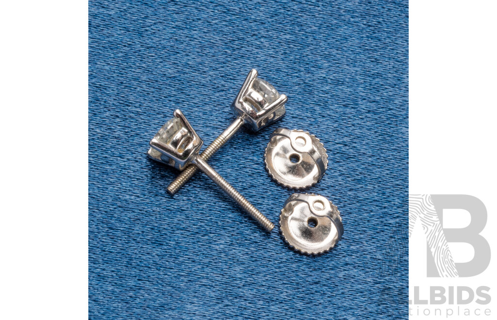 18ct White Gold Solitaire Diamond Pair of Studs