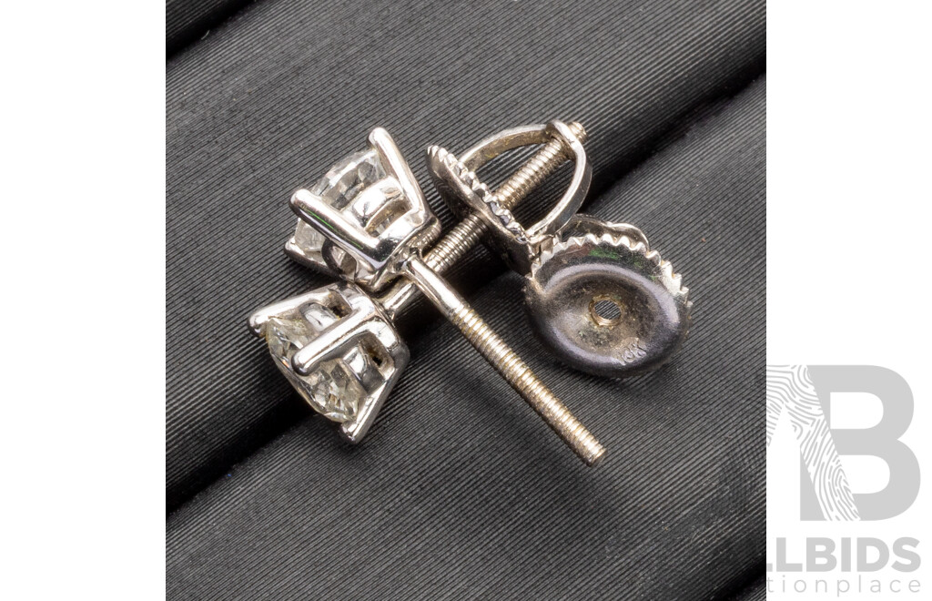 18ct White Gold Solitaire Diamond Pair of Studs