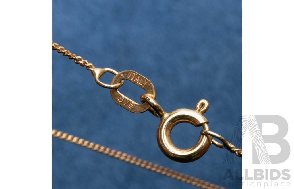 9ct Yellow Gold Fine Chain and Cross Pendant - 1.36gms