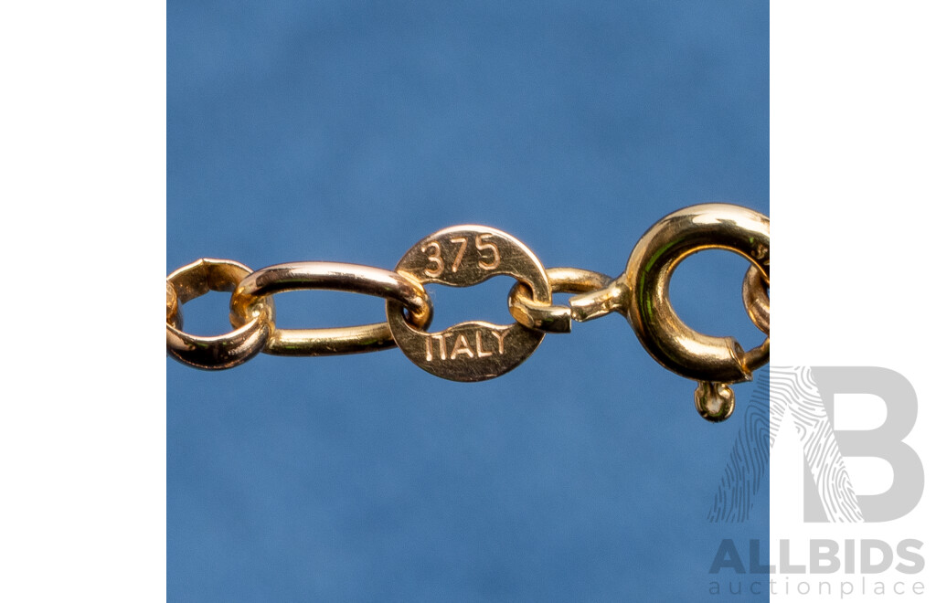 9ct Rose Gold Medium Belcher Link Necklace with T Bar - 4.33gms