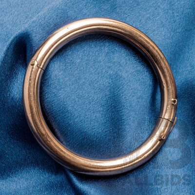 Vintage 9ct Rose Gold Lined Silver Hinged Golf Bangle - 27.28gms