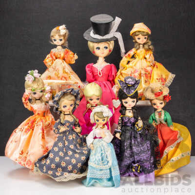 Collection of Nine Korean International Fashion Dolls on Stands
