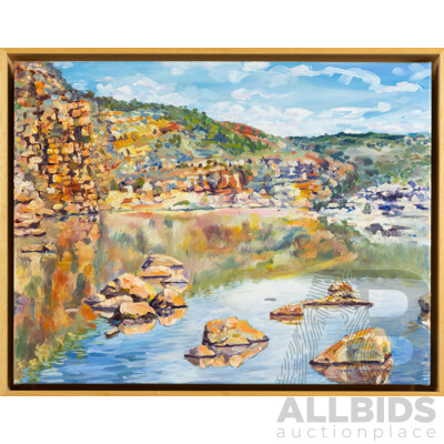 Brian Carew-Hopkins), (20th Century, Australian), Reflections on Water, Wonderful Original Oil on Canvas Cloth,  49 x 62 cm (frame)