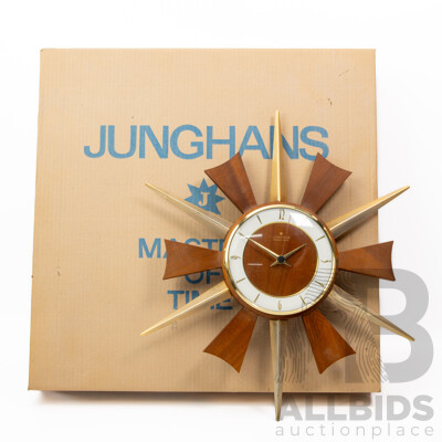 Vintage Junghans Starburst Wall Clock in Original Box