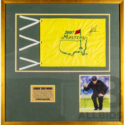 Framed Signed 2007 US Masters Flag by Eldrick 'Tiger' Woods