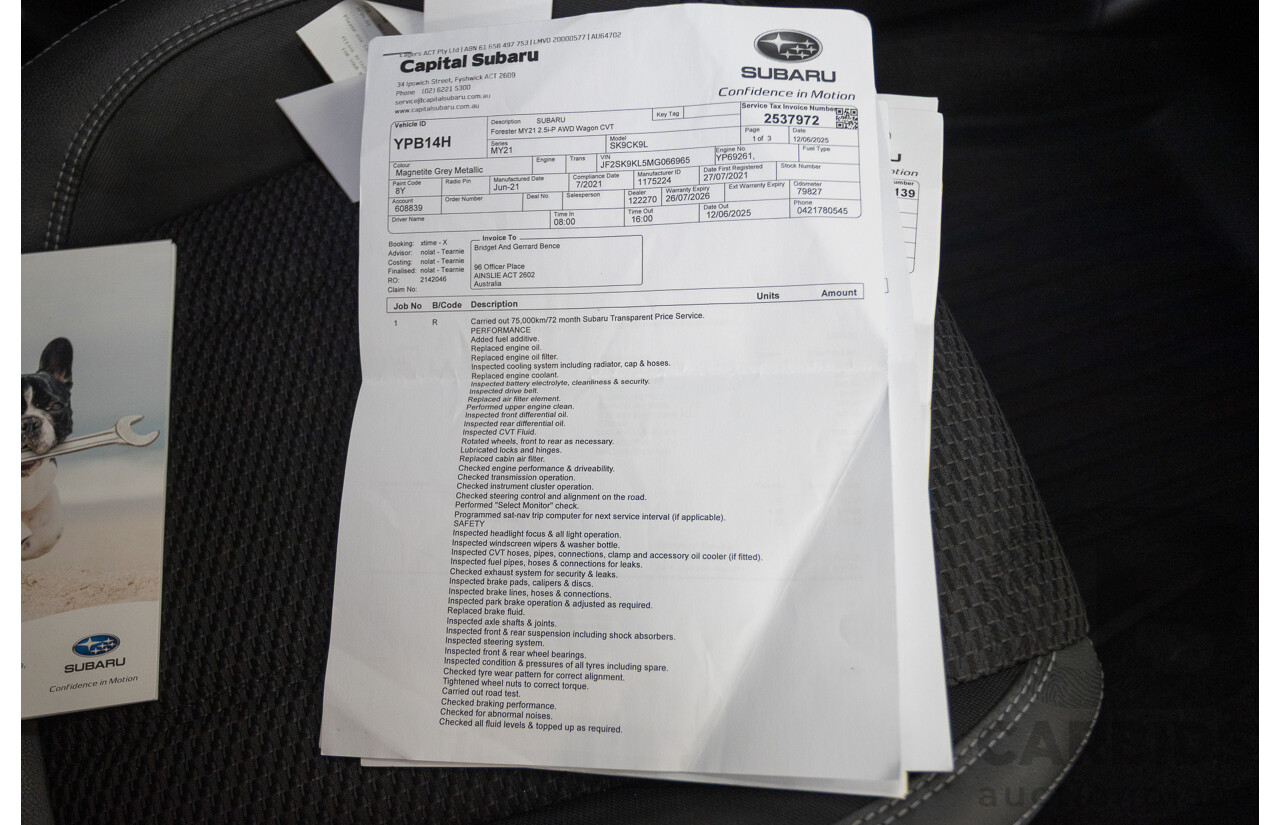 07/2021 Subaru Forester 2.5i Premium (AWD) MY21 4D Wagon Magnetite Grey Metallic 2.5L