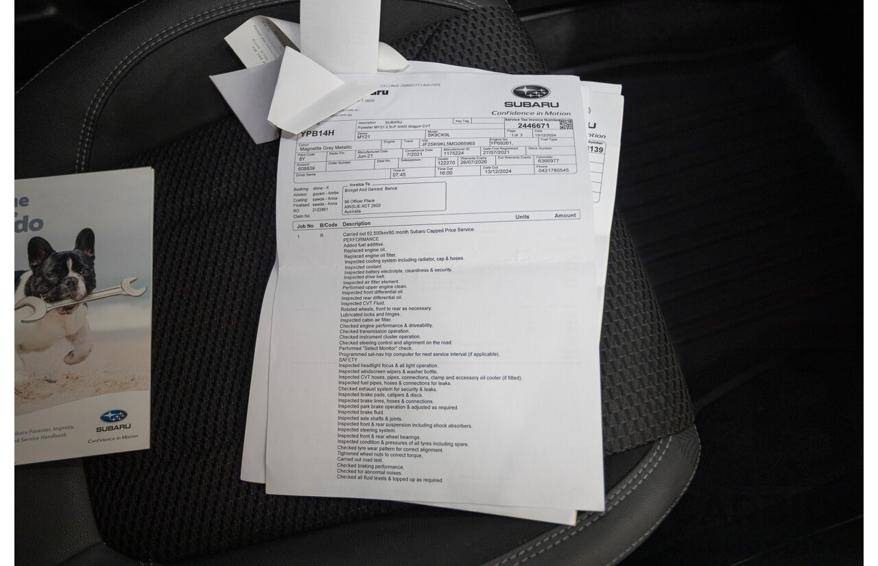 07/2021 Subaru Forester 2.5i Premium (AWD) MY21 4D Wagon Magnetite Grey Metallic 2.5L
