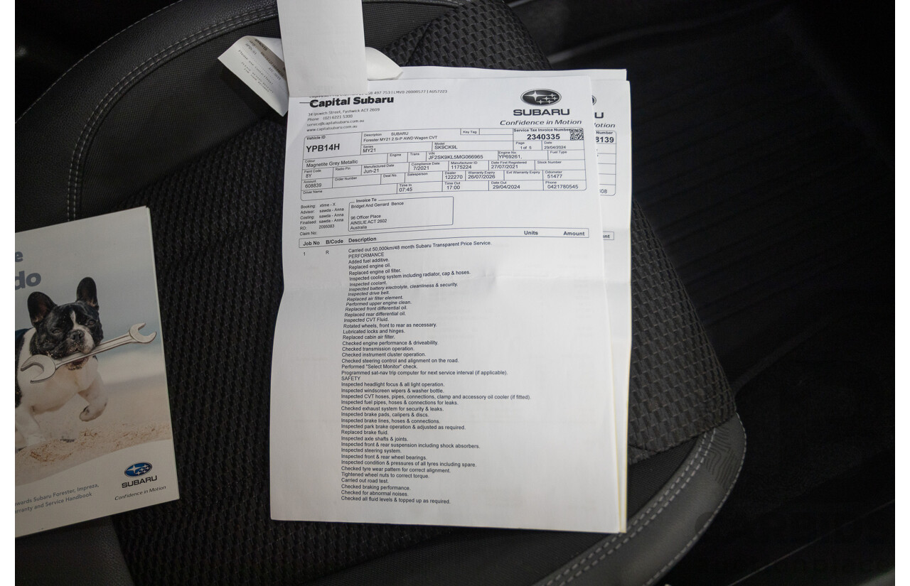 07/2021 Subaru Forester 2.5i Premium (AWD) MY21 4D Wagon Magnetite Grey Metallic 2.5L