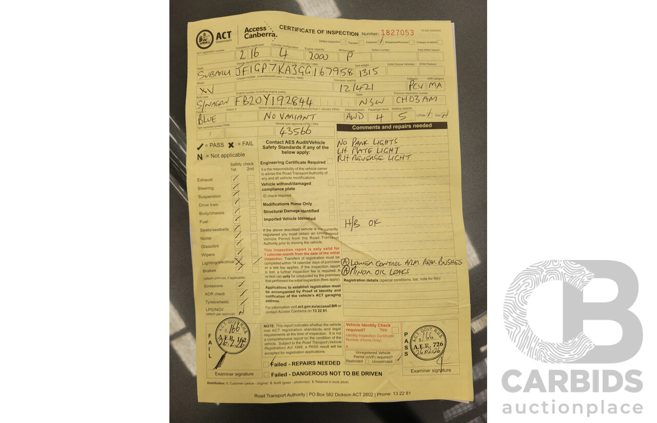 02/2016 Subaru XV 2.0i-S (AWD) MY17 4D Wagon Hyper Blue 2.0L