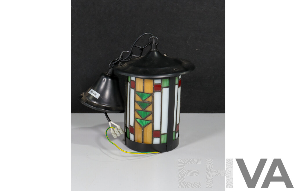 Lantern with Stained Glass Panels