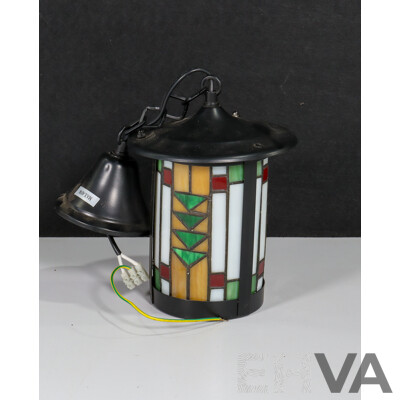 Lantern with Stained Glass Panels