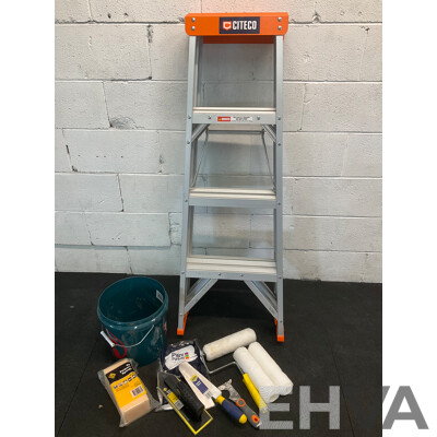 Assorted Painting Accessories, Storage Boxes and Plastic Cups