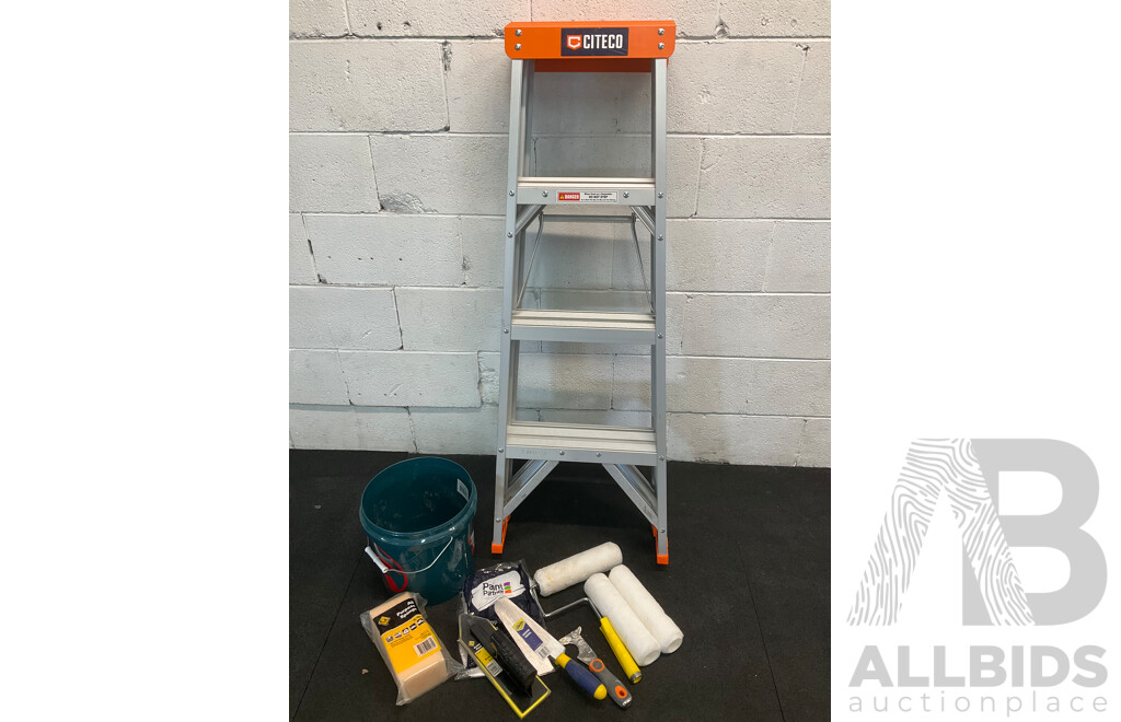 Assorted Painting Accessories, Storage Boxes and Plastic Cups