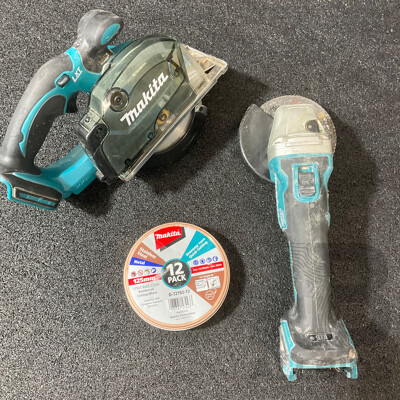 MAKITA 18V Brushless Angle Grinder(DGA504), Metal Cutter (DCS552) and Spare Cutting Wheels - Lot of 3