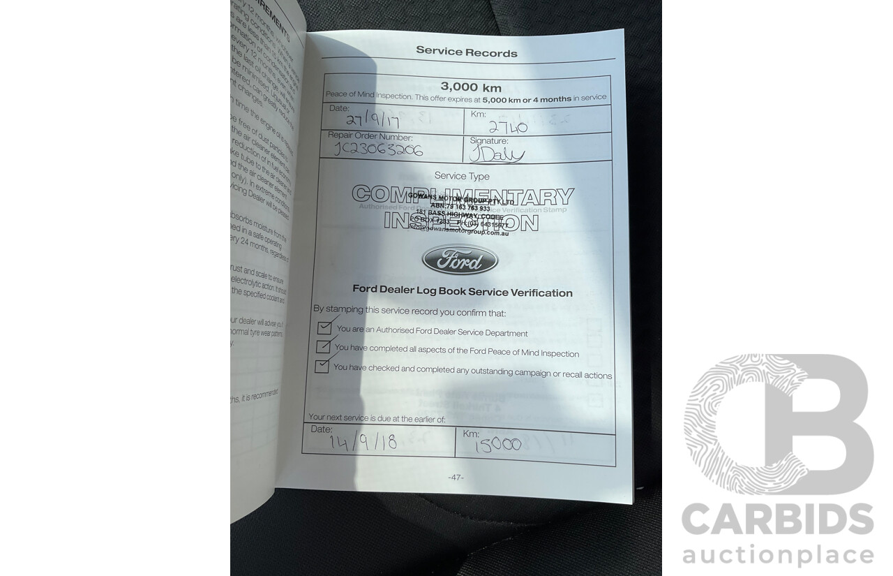 08/2017 Ford Escape Ambiente ZG 4D Wagon Lightning Blue Metallic Turbo 1.5L