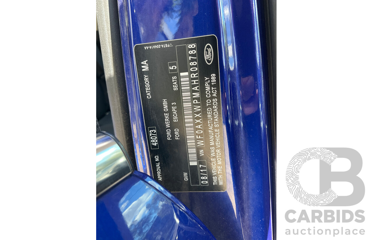 08/2017 Ford Escape Ambiente ZG 4D Wagon Lightning Blue Metallic Turbo 1.5L