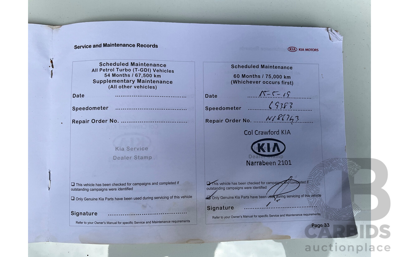 11/2014 Kia Sorento Si (4x2) XM MY14 4d Wagon Clear White V6 3.5L - 7 Seater