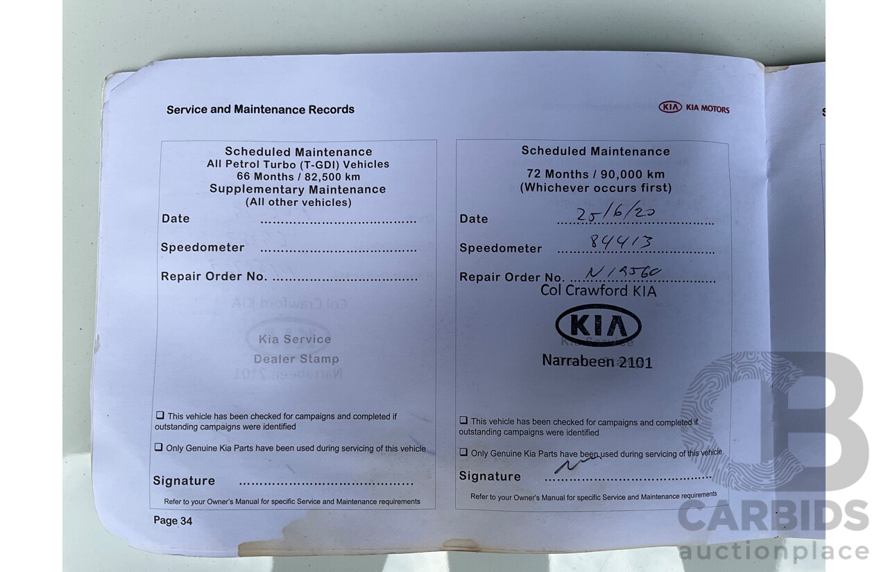 11/2014 Kia Sorento Si (4x2) XM MY14 4d Wagon Clear White V6 3.5L - 7 Seater