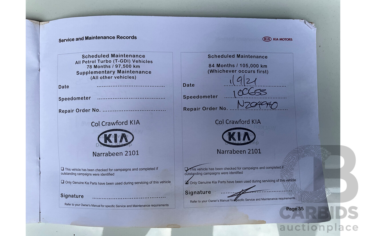 11/2014 Kia Sorento Si (4x2) XM MY14 4d Wagon Clear White V6 3.5L - 7 Seater