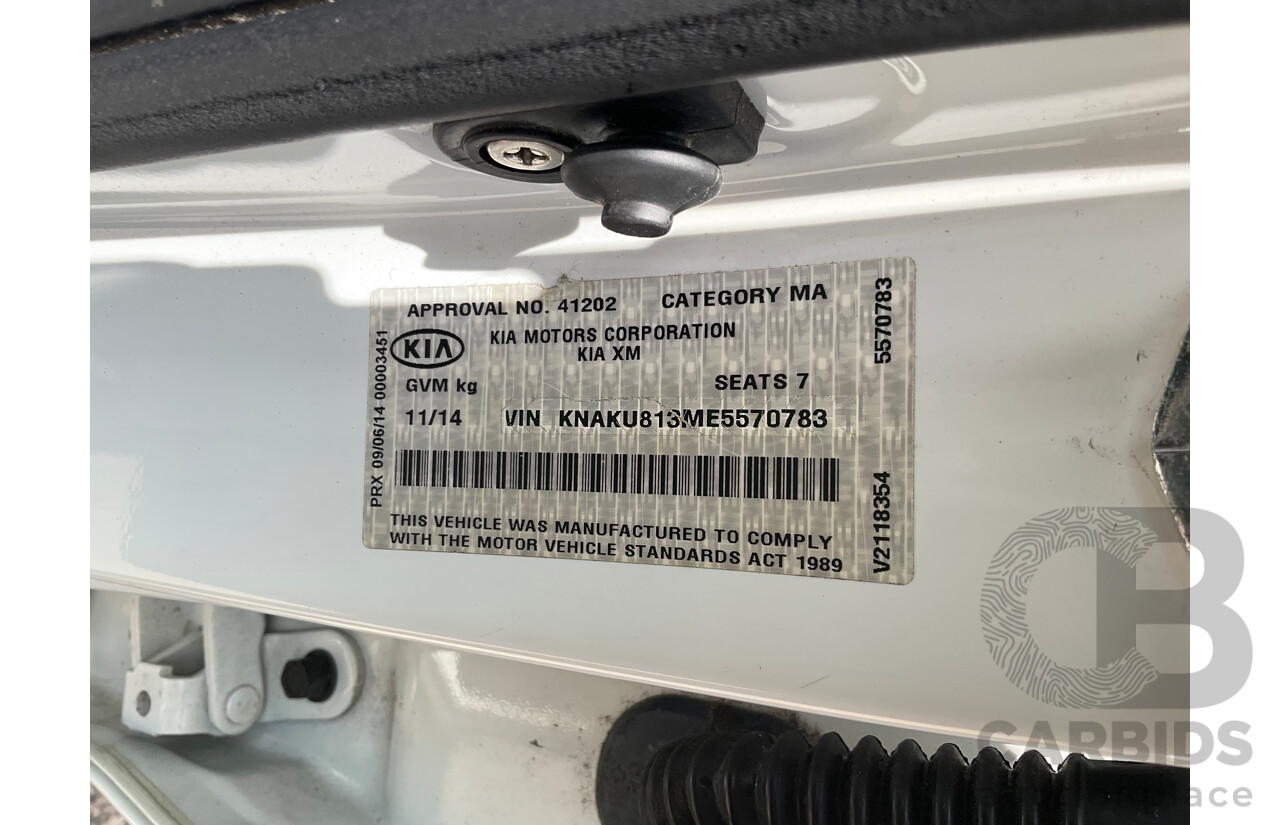 11/2014 Kia Sorento Si (4x2) XM MY14 4d Wagon Clear White V6 3.5L - 7 Seater