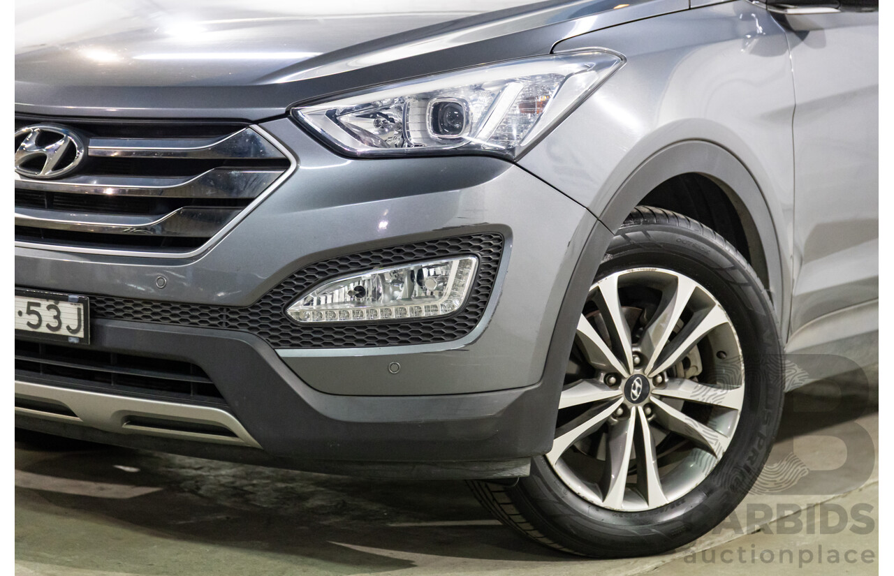 01/2015 Hyundai Santa Fe Elite CRDi (AWD) DM MY15 4D Wagon Titanium Silver Turbo Diesel 2.2L - 7 Seats