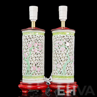 Pair of Chinese Ceramic Table Lamps