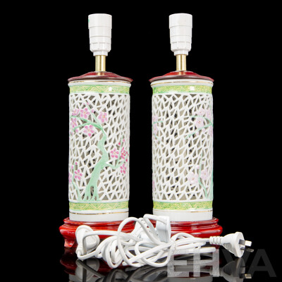 Pair of Chinese Ceramic Table Lamps