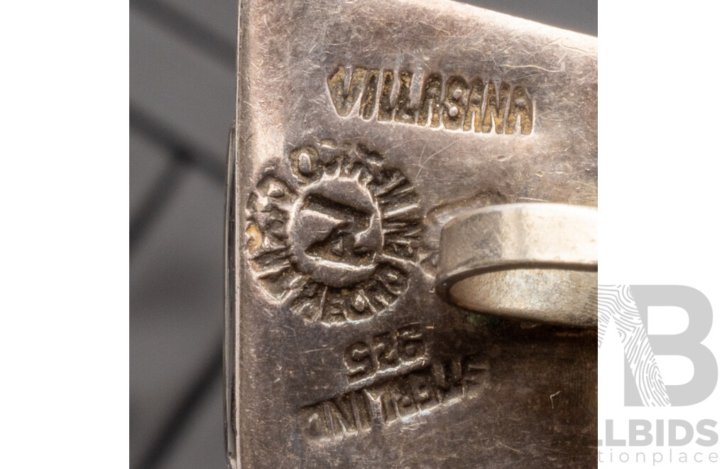 Vintage 925 Sterling Silver and Fine Inlayed Abalone Bracelet, Ring and Earrings Set - by Alfredo Villasana, Taxco, Mexico